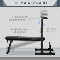 Soozier Adjustable Weight Bench Foldable with Barbell Rack and Dip Station