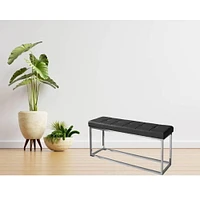 Banc noir avec structure en métal et siège en PU Banc moderne avec une base en acier poli.