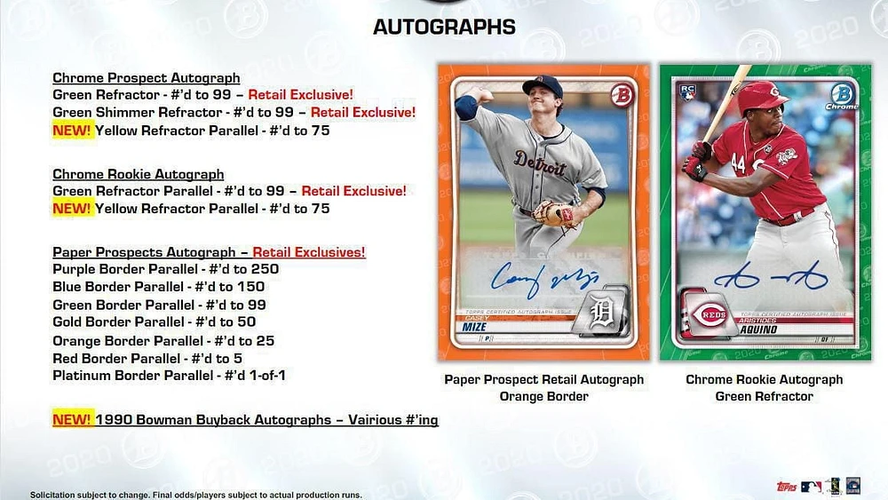 Pack économique de 20 Topps Bowman Baseball