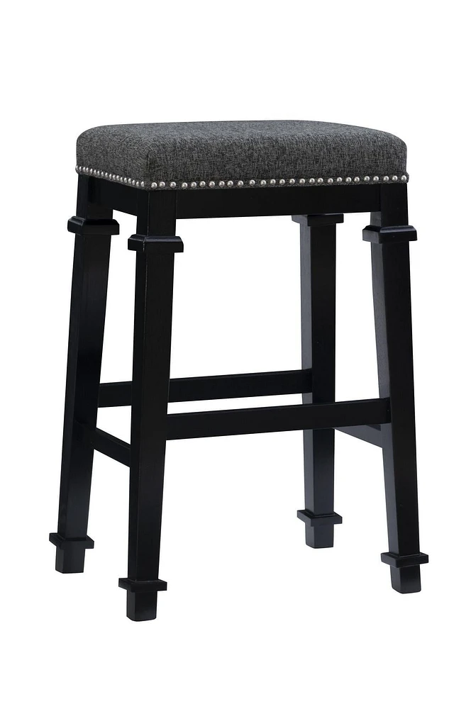 Brady Backless Black and White Tweed Bar Stool