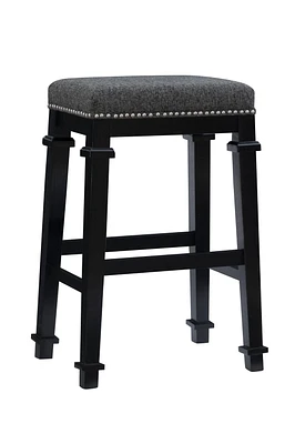 Brady Backless Black and White Tweed Bar Stool