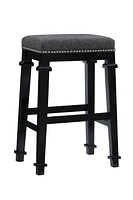 Brady Backless Black and White Tweed Bar Stool