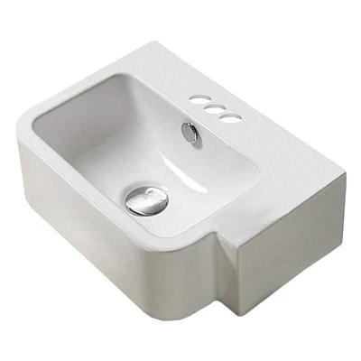 American Imaginations 17.5-in. W Above Counter White Bathroom Vessel Sink For 3H4-in. Left Drilling AI-28307