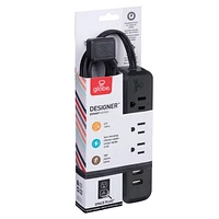 Rallonge multiprise protectrice de surtension USB Serie Designer de Global Electric à 3 prises de 6 pi
