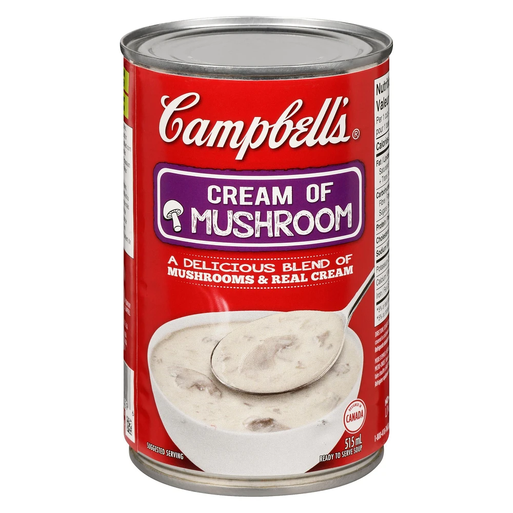 Campbell's® Cream of Mushroom Ready to Serve Soup (515 mL), Ready to be enjoyed in just a few minutes.