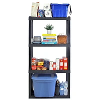 Hyper Tough Plastic Shelves Garage Storage Shelf Made In Canada 4-Tier 57"H x 14"D x 30"W Black-400 lbs Total Capacity