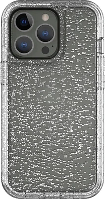 Coque de téléphone robuste pour iPhone 12 Pro Max et iPhone 13 Pro Max - Transparente avec paillettes argentées