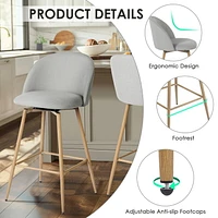 Homy Casa Ensemble de 4 tabourets de bar pivotants, hauteur de comptoir de 26 po avec dossier incurvé ergonomique, rembourrés avec détails cousus pour îlot de cuisine et salle à manger, beige/gris/ble