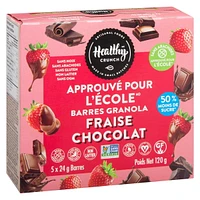 Barre granola Healthy Crunch Chocolat fraise School approuvée® (sans allergènes, sans gluten, végétalien, sans produits laitiers, sans noix, sans arachides) Barres granola au chocolat et aux fraises (120 g)