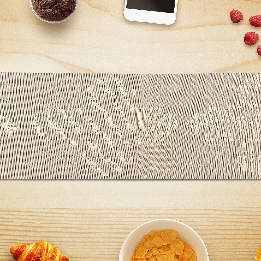 IH Casa Decor Vinyl Table Runner 54" Damask Natural - Ensemble De 2