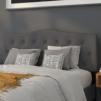 Cambridge Tufted Upholstered Queen Size Headboard in Dark Gray Fabric