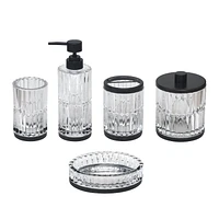 bocal en verre hometrends avec garniture en métal noir Bocal couvert de verre