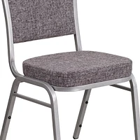 Lot de 4 pièces - Chaise de banquet empilable de la série HERCULES avec dossier couronne en tissu à chevrons - Cadre argenté