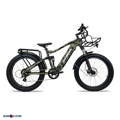 Demon Electric 26" Hunting Electric Bike, 750W Fat-Tire Electric Bicycle, 32km/h Off-Road E-Bike, Electric Mountain Bike with SHIMANO 7 Speed Gear - Camo