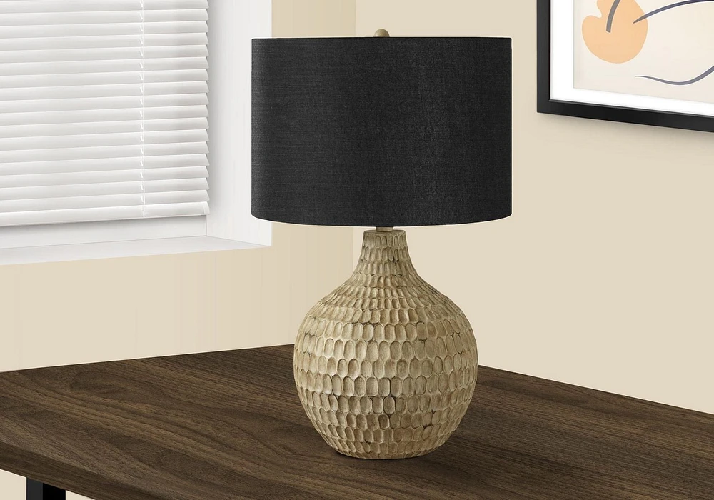 Monarch Specialties Lighting, 25"h, Table Lamp, Black Shade, Brown Resin, Contemporary