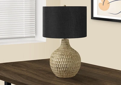 Monarch Specialties Lighting, 25"h, Table Lamp, Black Shade, Brown Resin, Contemporary