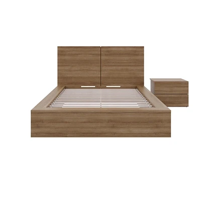 Ensemble de chambre à coucher James 3 pièces avec lit, tête de lit et table de chevet