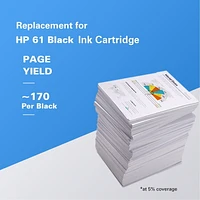 onn. Remanufactured HP 61 Black Ink Cartridge, Twin Pack, (360229725), Black