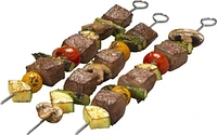 MAINSTAYS Metal Skewers 12-inch, Set of 4, Reusable Eco-alternative to Disposables, Chrome-plated, Sharp Ends to Thread, Long and Sturdy, Flat Sided Design, 12" Grilling metal skewers set