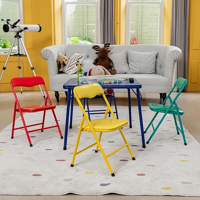 Ensemble table et chaises pliantes pour enfants Homy Casa – Design coloré avec cadre en métal, pour salle de jeux ou garderie