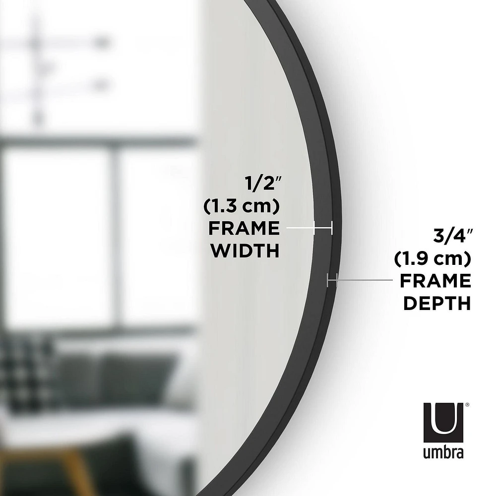 Miroir mural décoratif rond Umbra Hub, noir