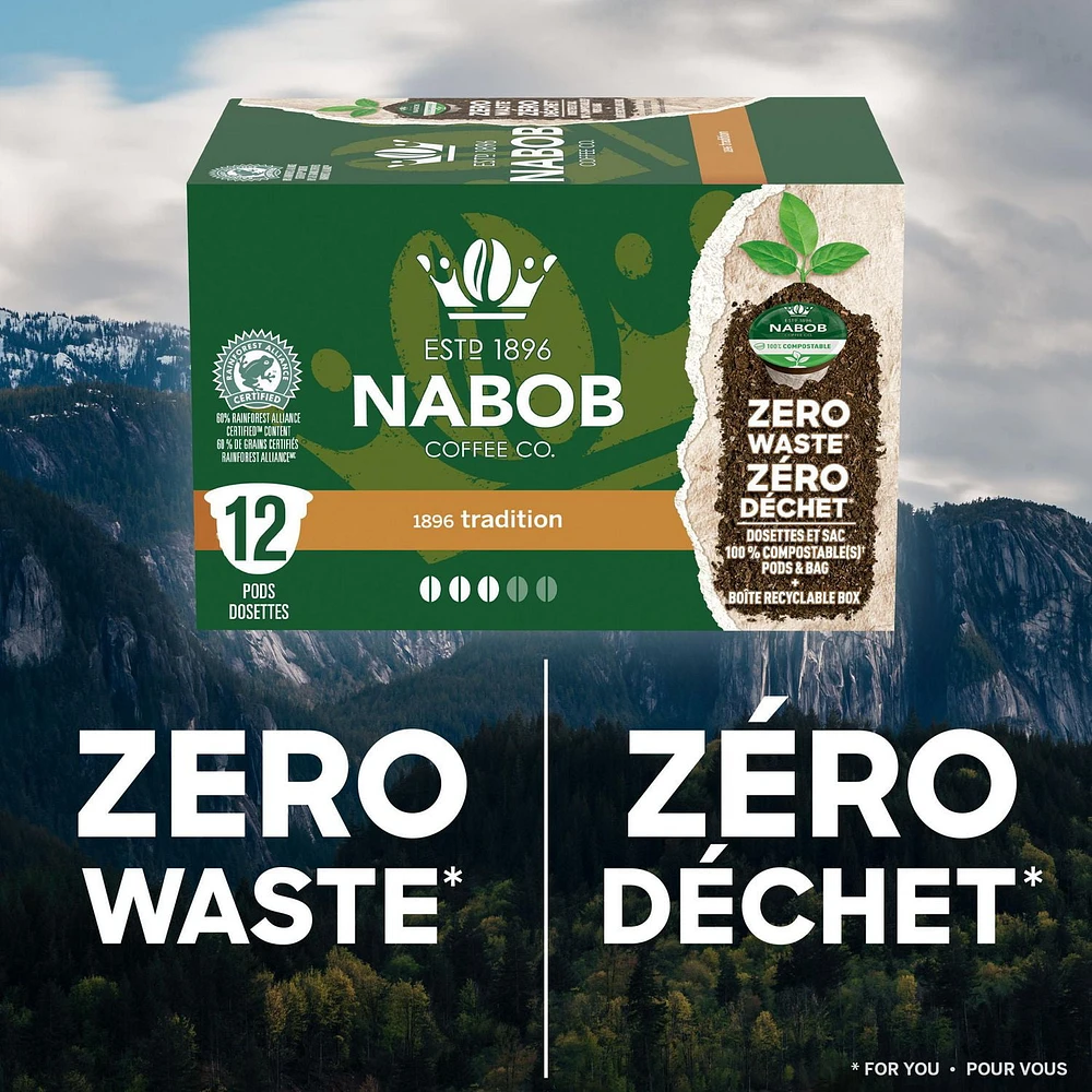 Dosettes de café Nabob 1896 Tradition compostables à 100 %