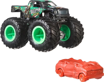 Hot Wheels Monster Truck & Car, 1:64 Scale Die-Cast Truck & Car (2 Vehicles) (Styles May Vary)