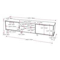 Meuble TV moderne CorLiving Cole avec rangement ouvert et fermé pour téléviseurs jusqu'à 85 pouces - Meuble TV pour salon, meuble TV élégant, centre de divertissement moderne avec rangement