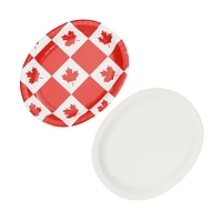Façon de célébrer! Assiettes En Carton Plaid rouge ovale de la fête du Canada 10.4" x 12.2" ,8 ct