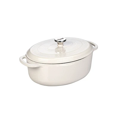 Lodge 7 Quart Oval Oyster Enamel Cast Iron Dutch Oven