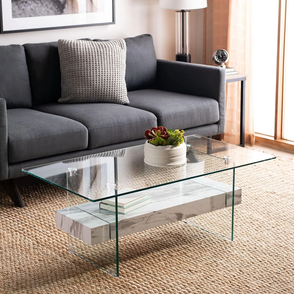 Safavieh Kayley Retro 2 Tier Glass Coffee Table