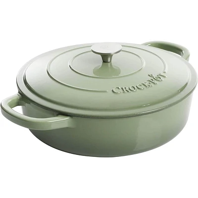 Crock-Pot Artisan 5 Qt Enameled Cast Iron Braiser Pan W/Lid, Pistachio Green, Round