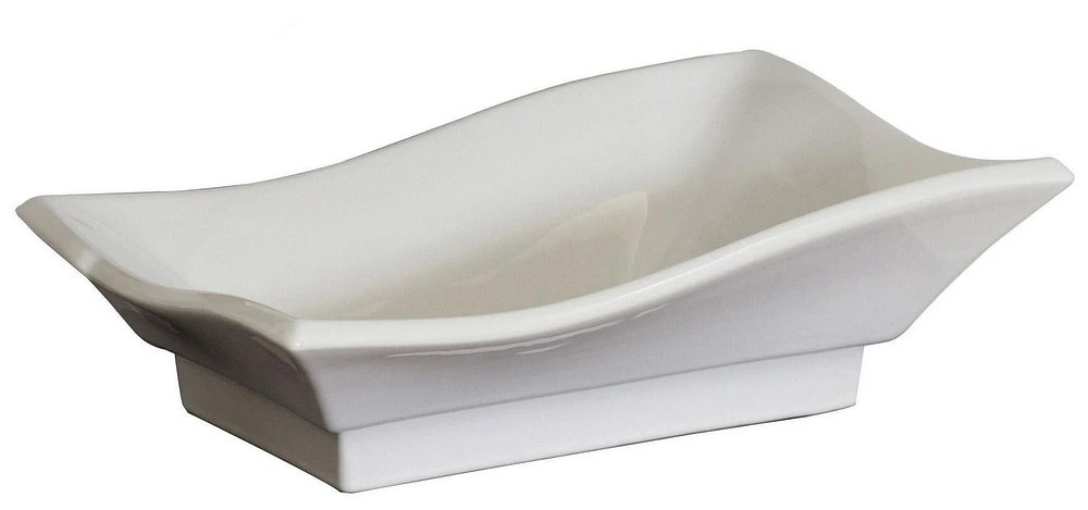 in. W Above Counter White Bathroom Vessel Sink Set For Deck Mount Drilling AI