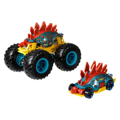 Coffret de 2 véhicules Motosaurus Monster Trucks Hot Wheels, avec 1 camion à l’échelle 1:64