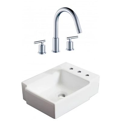American Imaginations 16.25-in. W Above Counter White Bathroom Vessel Sink Set For 3H8-in. Right Faucet AI-22568