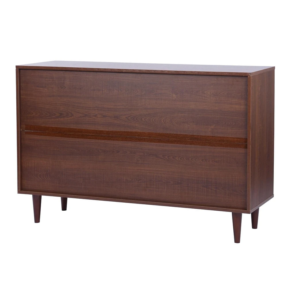 Homylin Armoire de rangement d'accent rétro en bois avec portes et tiroirs transparents, casier d'angle de 48,8 po de largeur pour salon - Marron