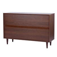 Homylin Armoire de rangement d'accent rétro en bois avec portes et tiroirs transparents, casier d'angle de 48,8 po de largeur pour salon - Marron