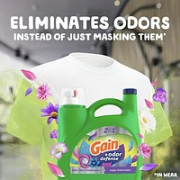 Détergent à lessive liquide Gain + Odeur defense, parfum Explosion de fraîcheur, compatible avec les laveuses HE, 107 brassées, 4,55 L (154 oz liq.)