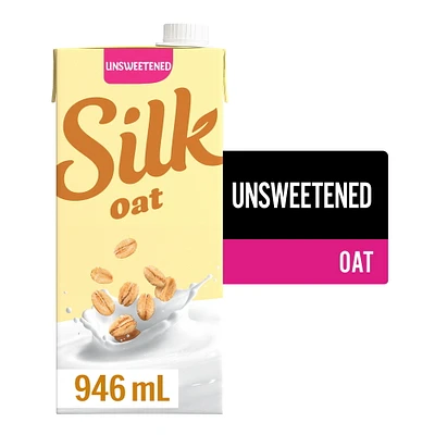 Silk Oat Milk Alternative, Plain, Unsweetened, Dairy-Free, Shelf Stable, 946 mL