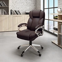 CorLiving Leon simili cuir tissu PU rembourré hauteur réglable soutien lombaire inclinable chaise de bureau de direction