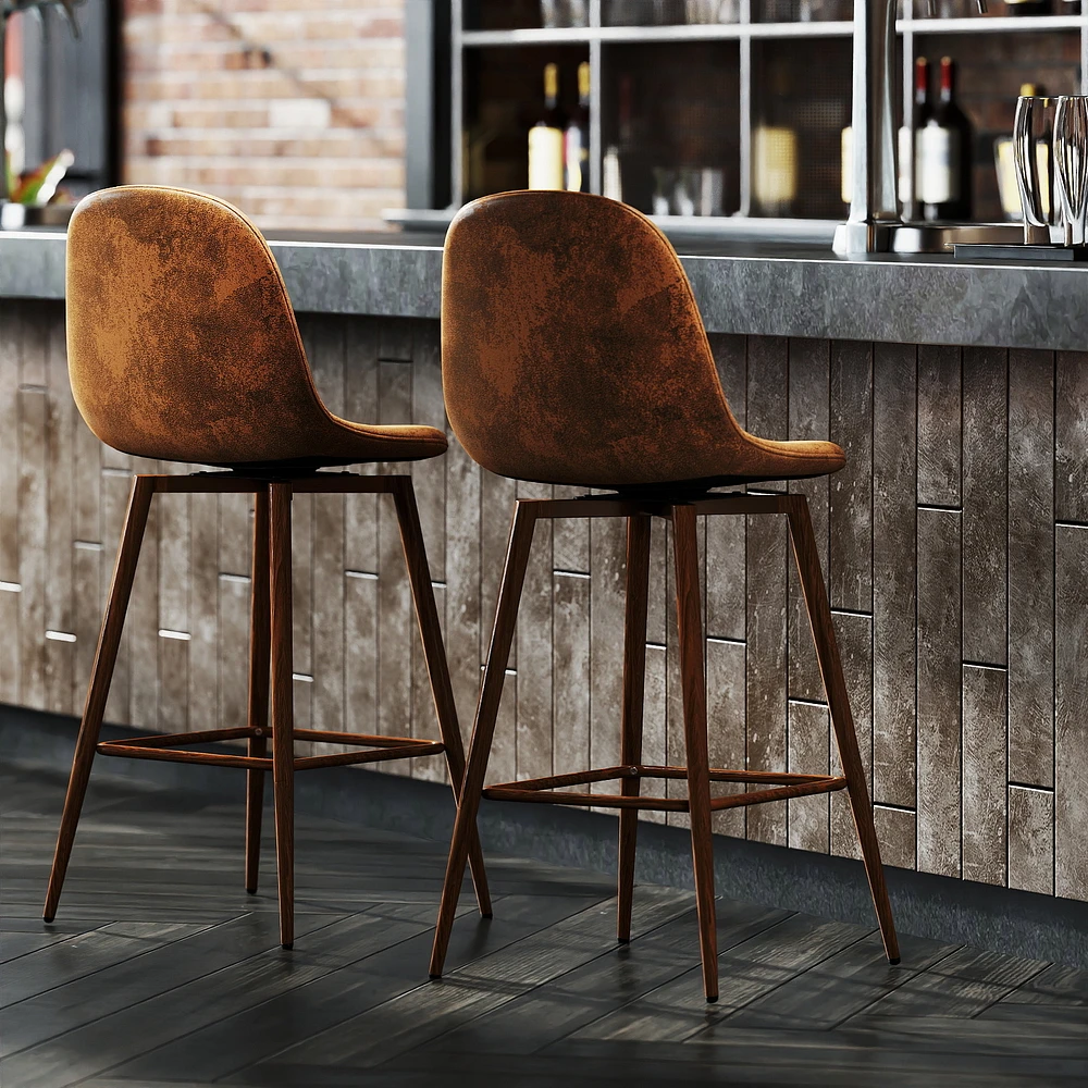 Ensemble de 2 tabourets de bar pivotants contemporains Homy Casa - Tabourets de bar ergonomiques rembourrés pour îlot de cuisine et salle à manger