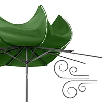 Parasol de marché rond inclinable résistant au vent de 10 pieds CorLiving avec manivelle et cadre en aluminium et en acier