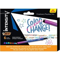 BIC Intensity Colour Change Feutre d'Écriture à Pointe Fine 0,4 mm avec Technologie Changement de Couleur pour l’Écriture et le Dessin Créatif - Couleurs Assorties, Pack de 6