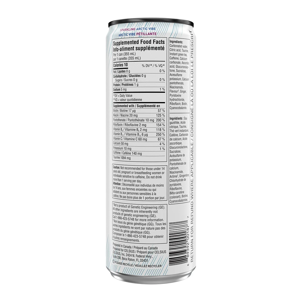 Celsius Arctic Vibe Boisson Énergétique 355 mL, Canette Celsius Arctic Vibe Boisson Énergétique 355 mL, Canette