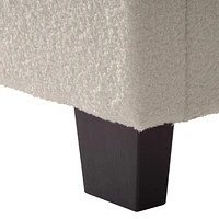 Lit rembourré en tissu bouclé doux blanc cassé Celeste de CorLiving avec tête de lit rembourrée, sommier tapissier requis