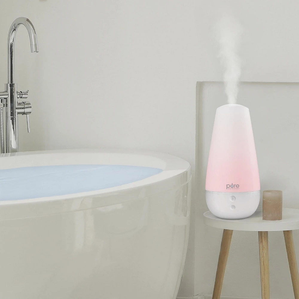 Humidificateur silencieux 3 en 1 Pure Enrichment - Veilleuse à couleur changeante et diffuseur d'huiles essentielles