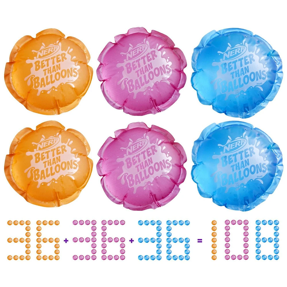 Nerf Better Than Balloons, jouets d'eau, 108 ballons