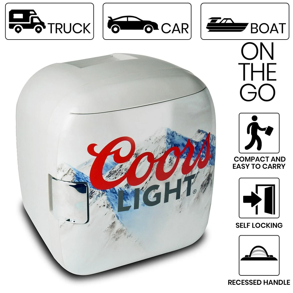 Coors Light Mini réfrigérateur 7,9 L, refroidisseur/réchaud portable 12 canettes pour voyage, maison, bureau - Gris