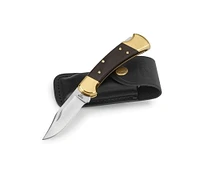 Couteau Buck Knives 0112BRS Ranger : couteau compact à verrouillage arrière, couteau de camping, couteau de poche de transport avec étui, couteau portable haut de gamme, couteau d'extérieur avec