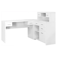 Monarch Specialties Bureau, Bureau À Domicile, Coin, Configuration Gauche, Droite, Tiroirs De Rangement, Forme De L, Travail, Ordinateur Portable, Stratifié, Blanc, Contemporain, Moderne